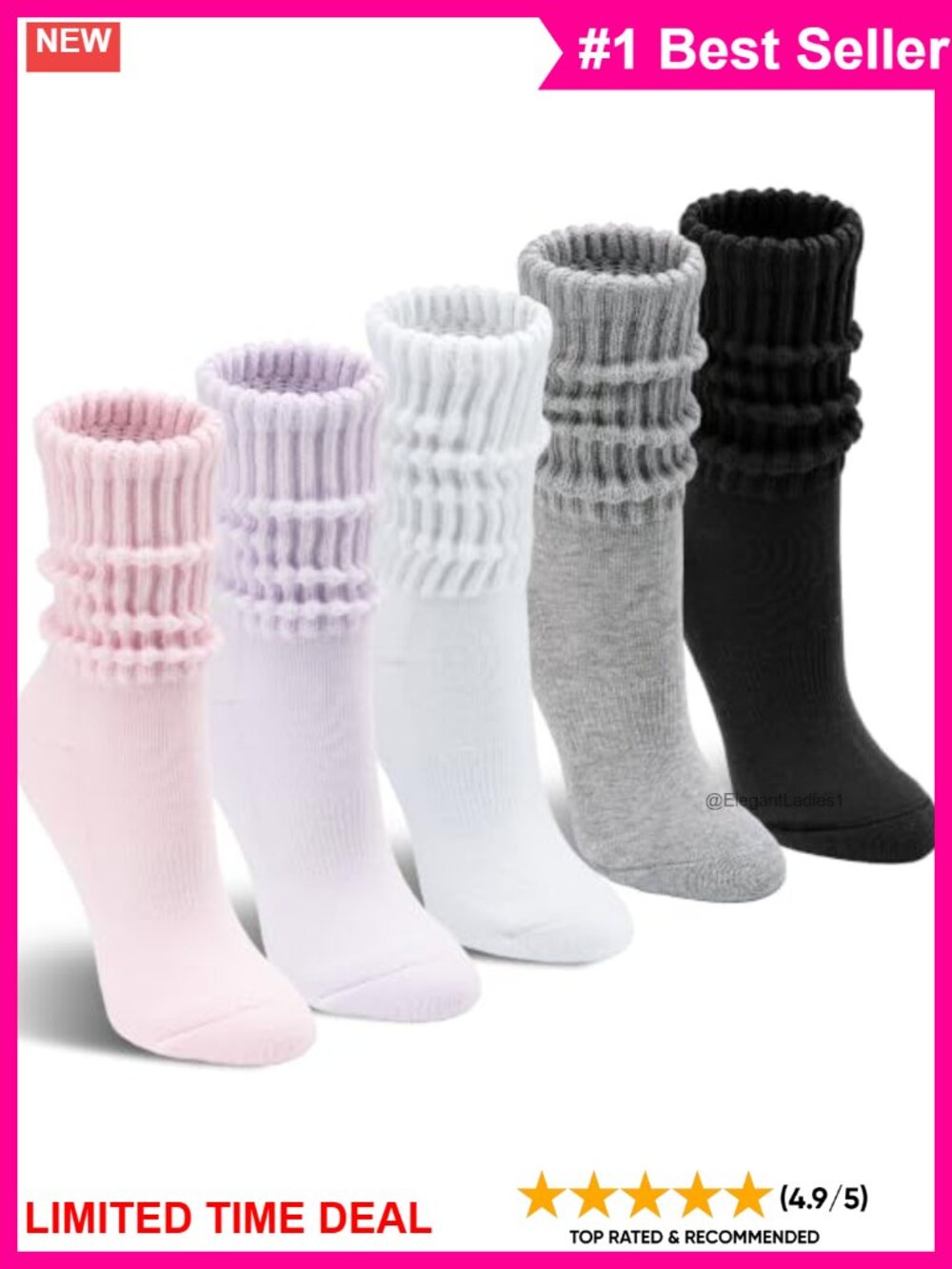 Cotton Cushioned Slouch Crew Socks Mid-Calf Boot Athletic
